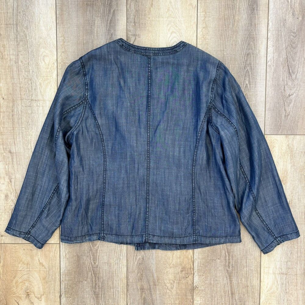 Coldwater Creek Women Chambray Denim Jacket Size 20-22 Spring Military Chic Blue - Picture 10 of 13